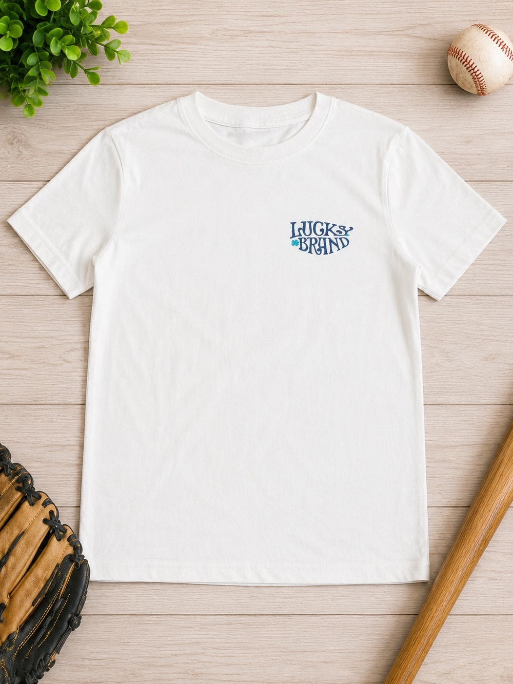 Lucky Brand White Tee with Small Blue Logo